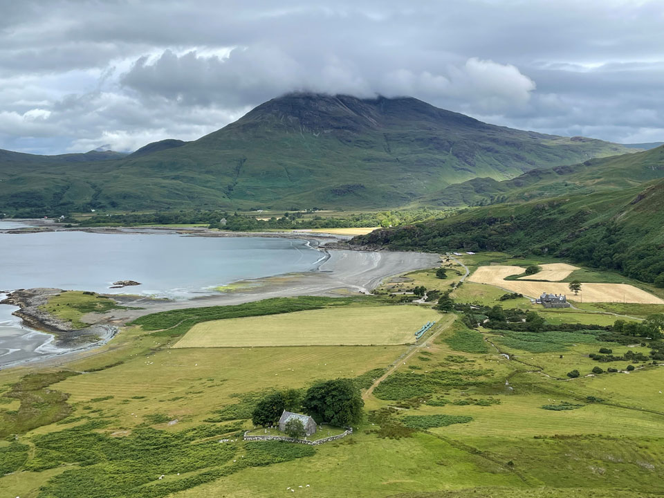 Arial view of Laggan Lodge and sands