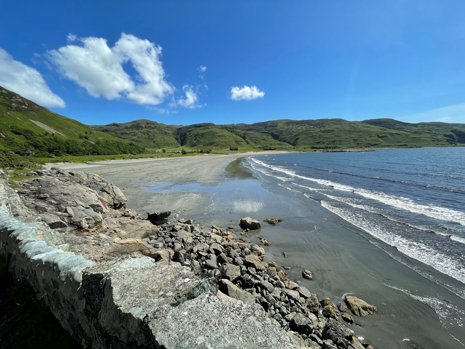 The beach at Laggan Lodge